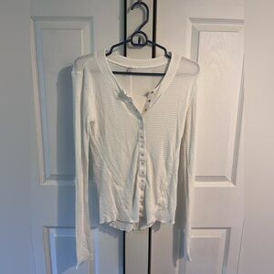 Free People White Button-Down Shirt with rose gold buttons